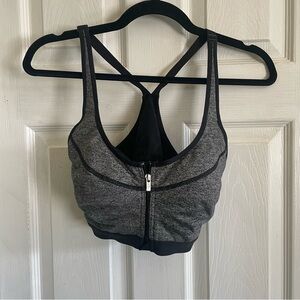 Victoria’s Secret VSX zippered sports bra grey black size 36D